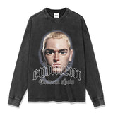 Detroit Eminem T Shirt Eminem Print Hip Hop Wash Old T-Shirt
