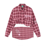 Women Long Sleeve Shirt Women's Plaid Long Sleeve Shirt Autumn Embroidery Short Shirt Coat