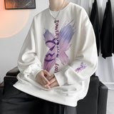 Men Hoodie Sweater Men Hong Kong Style Trendy Brand Loose Graffiti Crew Neck Coat