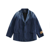 Unisex Jacket Autumn Retro Washed Striped Suit