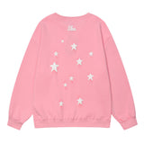 Men Hoodie Pentagram Puff Print round Neck Loose Sweatshirt