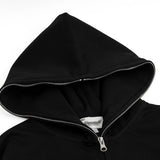 Men Hoodie Masked Hooded Sweater Men's Zipper Cardigan Letter Print Baggy Coat