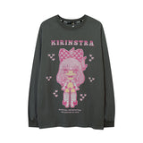 Men Long Sleeve Shirt Cartoon Puff Print Long Sleeve T-shirt Men and Women Ins Loose Sweater