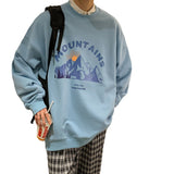 Men Hoodie Crew Neck Sweater Men Harajuku Style Loose Casual Print