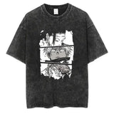 Hip Hop Streetwear Japanese Anime Graphic T Shirt Washed