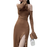 Women's Desses Dress Ruffled Slit Dress for Women