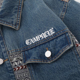 Men Denim Jacket Stitching Denim Jacket Men's Design Sense Loose Wash Distressed Denim Jacket
