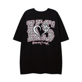 Men T Shirt Fashion Brand Leopard Print Letter Print Couple Short Sleeve T-shirt Men and Women