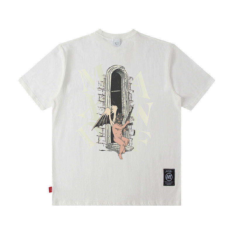 Men T Shirt Dark High Street T-shirt Men and Women Couple Loose Short Sleeve