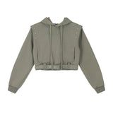Women Hoodie Short Hooded Sweater Girls' Autumn Long Sleeve Hoodie