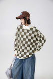 Unisex Sweater Autumn Hollow out Stitching Plaid Sweater