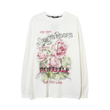 Men Long Sleeve Shirt Rose Printed Long Sleeve T-shirt Men's and Women's Ins Sweater