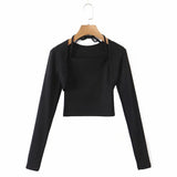 Women T-Shirt Vest Long Sleeve Short Top Women