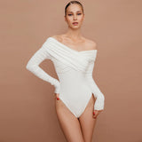 Women Jumpsuit V-neck Pleating Long Sleeve High Waist Jumpsuit Women