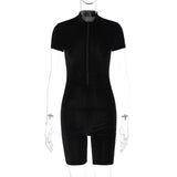Women Jumpsuit Women's Spring Sexy Zipper Short-Sleeved Jumpsuit