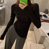 Women Long Sleeve Shirt Undershirt Slim Fit Top