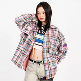 Men Long Sleeved T Shirt Plaid Long Sleeve Shirt Coat Men's and Women's Spring and Autumn Shirt