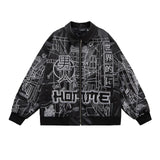 Graffiti Bomber Jacket Denim Jacket Men and Women Loose