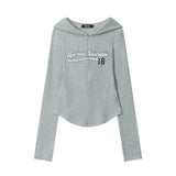 Women Long Sleeve T-shirt Hooded Cardigan T-shirt Girls' Autumn Long Sleeve Coat