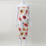 Women Desses Fashionable Printed Suspender Skirt Slim Fit Long Dress Women