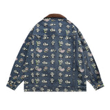 Men Denim Jacket Denim Shirt Coat Men's Contrast Color Lapels Jacket Spring and Autumn