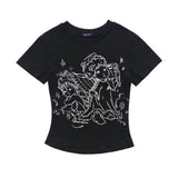 Women T-shirt Printed Short-Sleeved T-shirt for Girls Summer O-neck Short