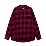 Men Long Sleeved T Shirt Plaid Shirt Digital Printing Letter Long Sleeve Top Loose Casual Shirt