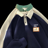 Men Hoodie Vintag Sweater Men's Spring and Autumn Loose Polo Shirt Couple