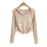 Women T-Shirt Casual Hooded Bottoming T-shirt Fall Women's Clothing Long Sleeve