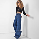 Women Cargo Pants Jeans Women's Spring and Autumn Straight-Leg Pants Loose Casual Pants