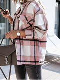 Plaid Trench Coat Autumn and Winter Long Sleeve Plaid Shirt Coat