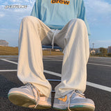 Men Sweatpants Men's Summer Loose Casual Straight-Leg Mop Wide Leg Pants
