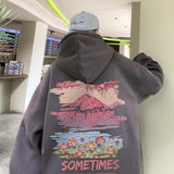 Men Hoodie Hiphop Printed Sweater Men's Spring and Autumn Retro Hooded Coat