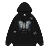 Men Hoodie Butterfly Patch Embroidered Hoodie