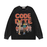 Men Long Sleeve Shirt Washed Long Sleeve Bottoming T-shirt Men and Women Loose