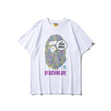 Bathing Ape T Shirt Summer Printing Colorful Graffiti Short Sleeve T-shirt Men and Women