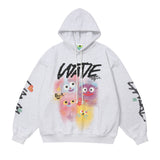 Men Hoodie Cartoon Monster Graffiti Printed Hoodie