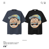 American vintage street T-shirt men's loose vintage pure cotton summer