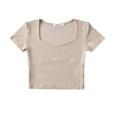 Women T-Shirt Short-Sleeved T-shirt Spring and Summer Solid Color Short Top