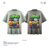 American vintage street T-shirt pure cotton men's and women's summer loose half-sleeves