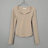 Women Long Sleeve Shirt V-neck Top Women's Bottoming Shirt