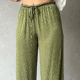 Women Pants Summer Leopard Pattern Casual Loose Straight