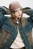 Unisex Jacket Autumn Ruffled Stand Collar Denim Jacket Women's Clothing