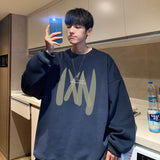 Men Hoodie Dark Gray round Neck Sweater for Boys