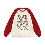 Men Hoodie Cartoon Cat Pattern Printed Sweater