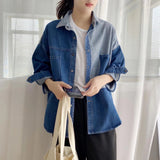 Women T-Shirt Autumn Loose Denim Shirt Women's Long Sleeve