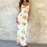 Women Desses Retro V-neck Sling Dress