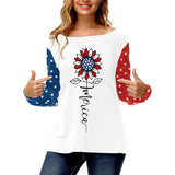 National Flag Day T Shirts Spring Printed Independence Day Fashion Long Sleeve T-shirt Women