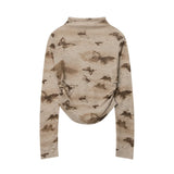 Women Long Sleeve T-Shirt Long Sleeve T-shirt Girls Slim Retro Short Spring and Autumn