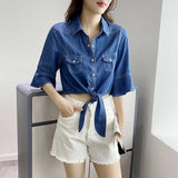 Women T-shirt Baggy Coat Women's Short Denim Jacket